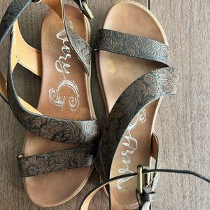 Avery Brown Floral Sandals